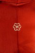 Photo3: O1205D Antique Japanese kimono Vivid Red HAORI short jacket for women / Silk. Chrysanthemum, Aging deterioration. The thread is partially loose. (Grade D) (3)