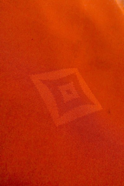 Photo13: O1205D Antique Japanese kimono Vivid Red HAORI short jacket for women / Silk. Chrysanthemum, Aging deterioration. The thread is partially loose. (Grade D) (13)