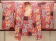 Photo1: O1205E Antique Japanese kimono Vivid Pink HAORI short jacket for women / Silk. Crematis, Japanese ball patterns. (Grade D) (1)