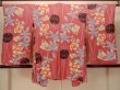 Photo2: O1205E Antique Japanese kimono Vivid Pink HAORI short jacket for women / Silk. Crematis, Japanese ball patterns. (Grade D) (2)