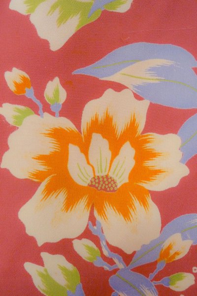 Photo5: O1205E Antique Japanese kimono Vivid Pink HAORI short jacket for women / Silk. Crematis, Japanese ball patterns. (Grade D) (5)