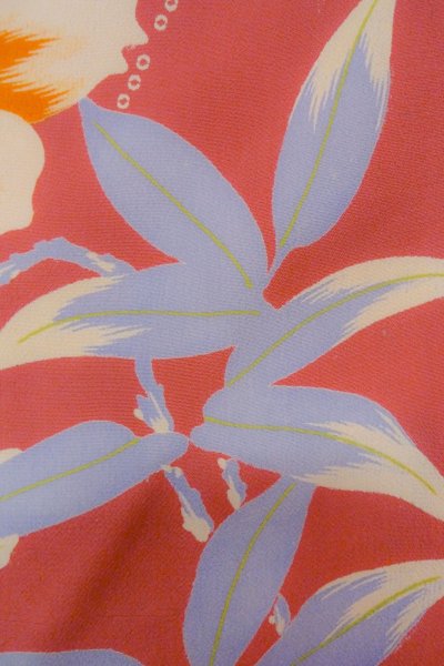 Photo6: O1205E Antique Japanese kimono Vivid Pink HAORI short jacket for women / Silk. Crematis, Japanese ball patterns. (Grade D) (6)