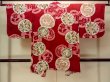 Photo2: O1205F Antique Japanese kimono Red HAORI short jacket for women / Silk. Peony (Grade C) (2)