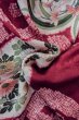 Photo12: O1205F Antique Japanese kimono Red HAORI short jacket for women / Silk. Peony (Grade C) (12)