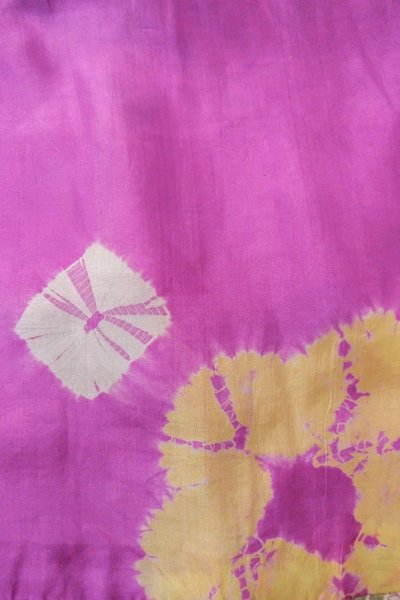 Photo14: O1205F Antique Japanese kimono Red HAORI short jacket for women / Silk. Peony (Grade C) (14)