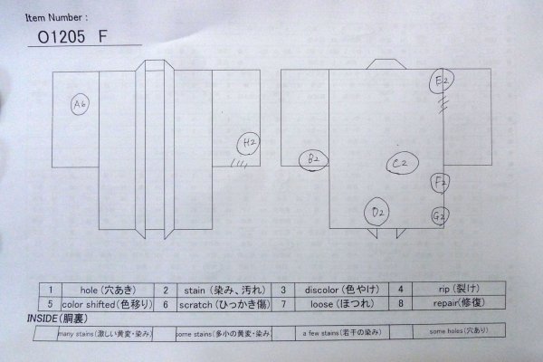 Photo15: O1205F Antique Japanese kimono Red HAORI short jacket for women / Silk. Peony (Grade C) (15)