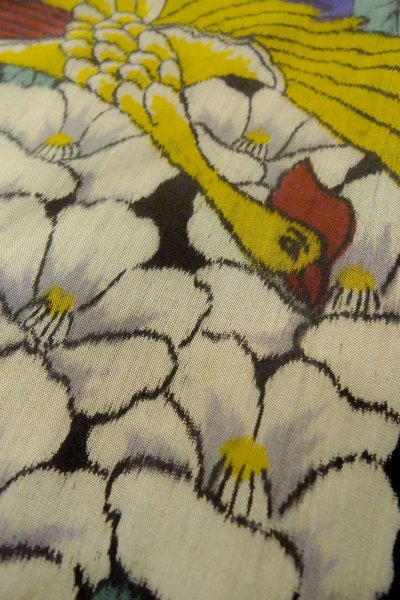 Photo8: O1205G Antique Japanese kimono Vivid Purple HAORI short jacket for women / Silk. Flower (Grade B) (8)