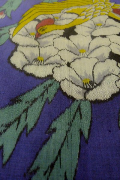 Photo9: O1205G Antique Japanese kimono Vivid Purple HAORI short jacket for women / Silk. Flower (Grade B) (9)