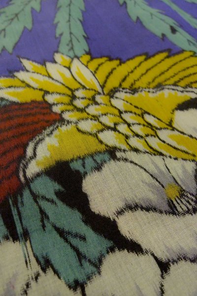 Photo10: O1205G Antique Japanese kimono Vivid Purple HAORI short jacket for women / Silk. Flower (Grade B) (10)