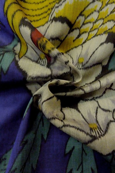 Photo11: O1205G Antique Japanese kimono Vivid Purple HAORI short jacket for women / Silk. Flower (Grade B) (11)