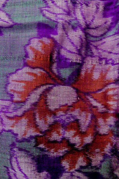 Photo6: Mint O1205H Antique Japanese kimono Dark Teal HAORI short jacket for women / Silk. Peony, Iridescent color (Grade A) (6)