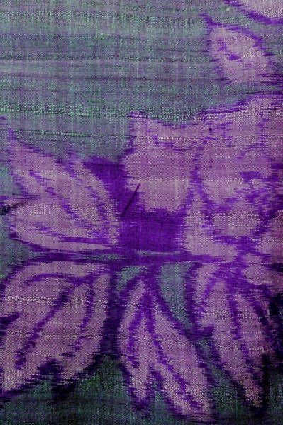 Photo7: Mint O1205H Antique Japanese kimono Dark Teal HAORI short jacket for women / Silk. Peony, Iridescent color (Grade A) (7)