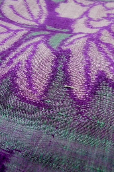 Photo10: Mint O1205H Antique Japanese kimono Dark Teal HAORI short jacket for women / Silk. Peony, Iridescent color (Grade A) (10)