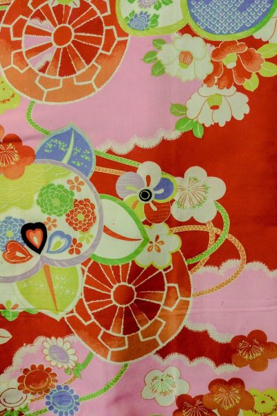 Photo13: Mint O1205H Antique Japanese kimono Dark Teal HAORI short jacket for women / Silk. Peony, Iridescent color (Grade A) (13)