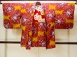 Photo1: O1205J Antique Japanese kimono Dark Red HAORI short jacket for women / Silk. Flower (Grade C) (1)