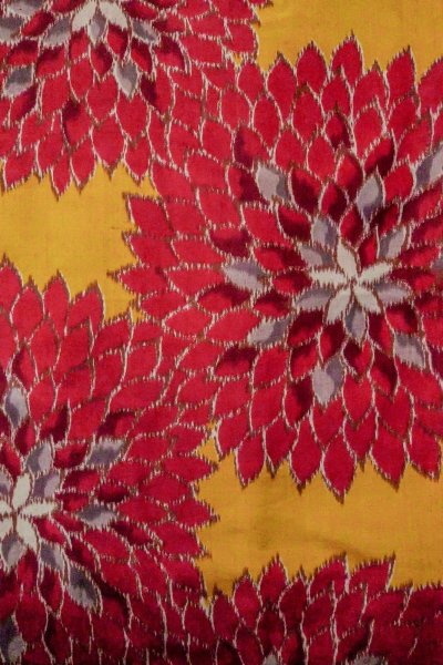 Photo4: O1205J Antique Japanese kimono Dark Red HAORI short jacket for women / Silk. Flower (Grade C) (4)