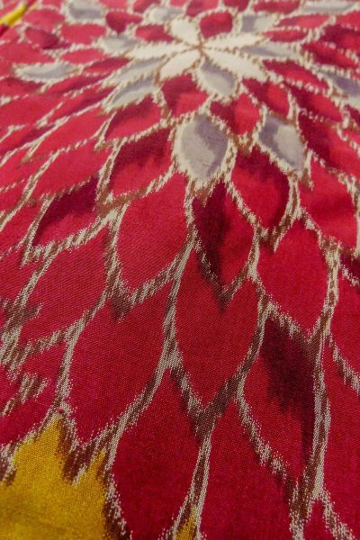 Photo10: O1205J Antique Japanese kimono Dark Red HAORI short jacket for women / Silk. Flower (Grade C) (10)