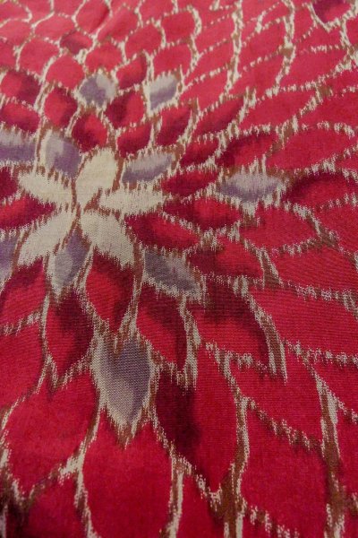 Photo11: O1205J Antique Japanese kimono Dark Red HAORI short jacket for women / Silk. Flower (Grade C) (11)