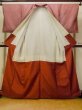Photo2: Mint O1209A Vintage Japanese kimono Dark Red TSUMUGI pongee for women / Silk. Cross (Grade A) (2)