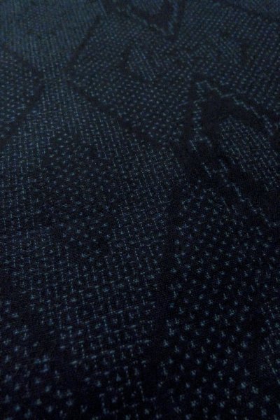 Photo10: Mint O1209B Vintage Japanese kimono Dark Navy Blue TSUMUGI pongee for women / Silk. Dapple pattern (Grade A) (10)