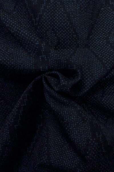 Photo12: Mint O1209B Vintage Japanese kimono Dark Navy Blue TSUMUGI pongee for women / Silk. Dapple pattern (Grade A) (12)