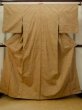 Photo1: Mint O1209D Vintage Japanese kimono Light Brown YONEZAWA-TSUMUGI for women / Silk. Stripes (Grade A) (1)