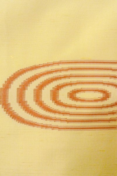 Photo5: O1209F Vintage Japanese kimono Pale Yellow TSUMUGI pongee for women / Silk. Swirl (Grade B) (5)