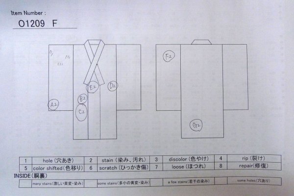 Photo13: O1209F Vintage Japanese kimono Pale Yellow TSUMUGI pongee for women / Silk. Swirl (Grade B) (13)