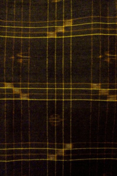 Photo5: Mint O1209G Used Japanese kimono Dark Brown KUMEJIMA-TSUMUGI for women / Silk. Plaid Checks (Grade A) (5)