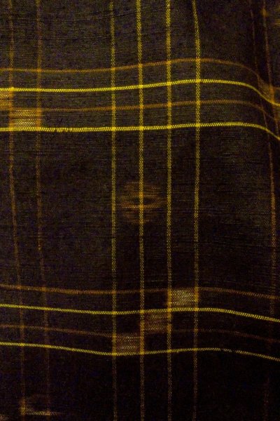 Photo6: Mint O1209G Used Japanese kimono Dark Brown KUMEJIMA-TSUMUGI for women / Silk. Plaid Checks (Grade A) (6)