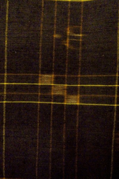 Photo7: Mint O1209G Used Japanese kimono Dark Brown KUMEJIMA-TSUMUGI for women / Silk. Plaid Checks (Grade A) (7)