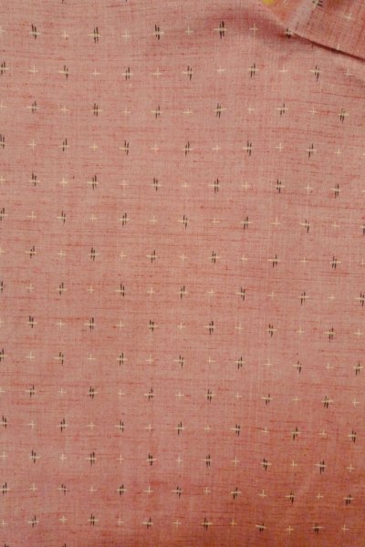 Photo3: Mint O1209H Vintage Japanese kimono Reddish Pink TSUMUGI pongee for women / Silk. Cross (Grade A) (3)