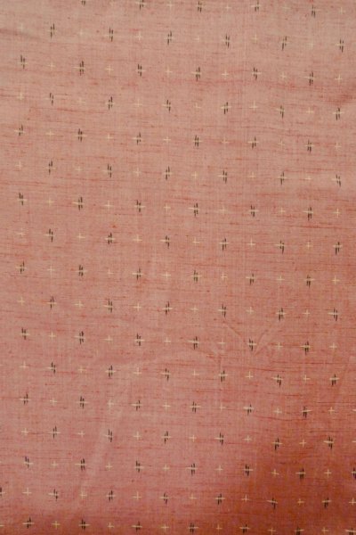 Photo4: Mint O1209H Vintage Japanese kimono Reddish Pink TSUMUGI pongee for women / Silk. Cross (Grade A) (4)