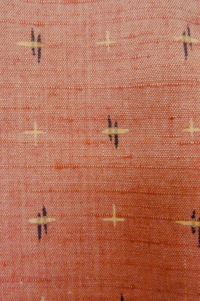 Photo7: Mint O1209H Vintage Japanese kimono Reddish Pink TSUMUGI pongee for women / Silk. Cross (Grade A) (7)