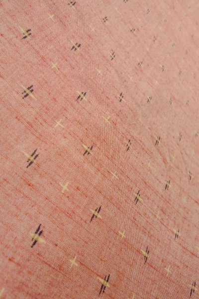 Photo8: Mint O1209H Vintage Japanese kimono Reddish Pink TSUMUGI pongee for women / Silk. Cross (Grade A) (8)