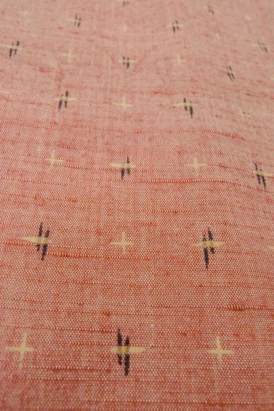 Photo10: Mint O1209H Vintage Japanese kimono Reddish Pink TSUMUGI pongee for women / Silk. Cross (Grade A) (10)