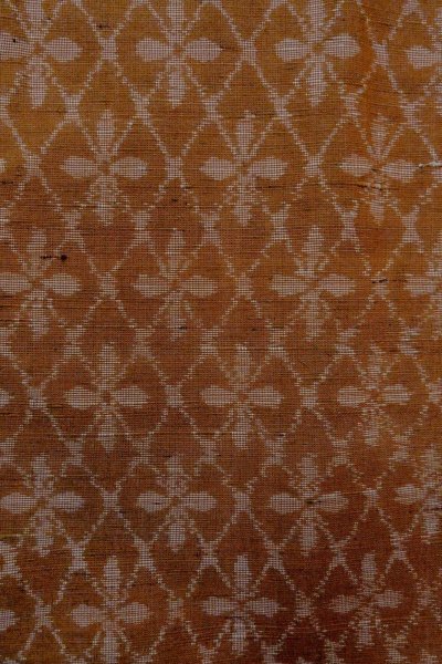 Photo5: Mint O1209I Vintage Japanese kimono Reddish Brown TSUMUGI pongee for women / Silk. Diamond-shaped flowers (Grade A) (5)