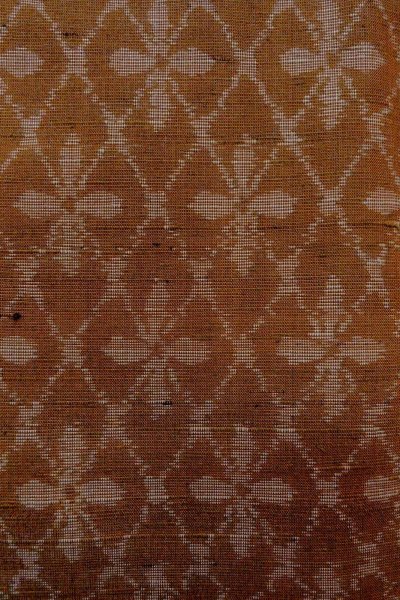 Photo6: Mint O1209I Vintage Japanese kimono Reddish Brown TSUMUGI pongee for women / Silk. Diamond-shaped flowers (Grade A) (6)