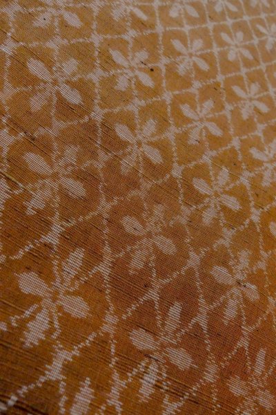 Photo8: Mint O1209I Vintage Japanese kimono Reddish Brown TSUMUGI pongee for women / Silk. Diamond-shaped flowers (Grade A) (8)