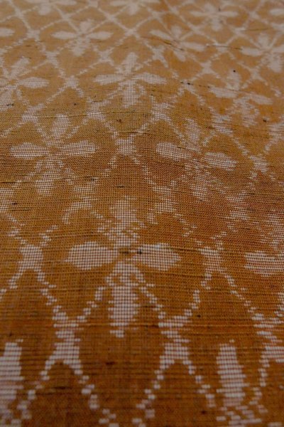 Photo10: Mint O1209I Vintage Japanese kimono Reddish Brown TSUMUGI pongee for women / Silk. Diamond-shaped flowers (Grade A) (10)