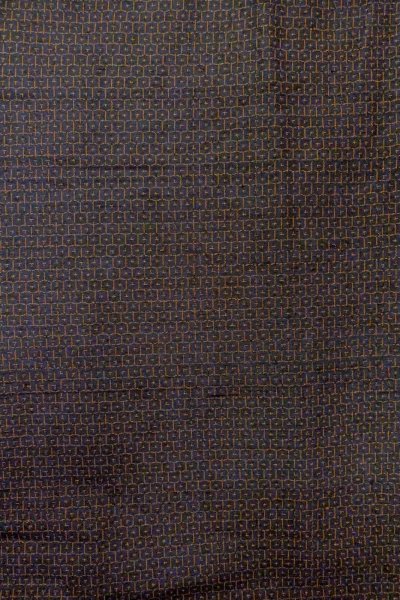 Photo4: Mint O1209J Vintage Japanese kimono Dark Black TSUMUGI pongee for women / Silk. Tortoise-shell pattern(Hexagonal pattern) (Grade A) (4)