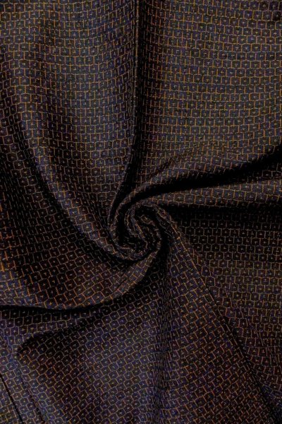 Photo11: Mint O1209J Vintage Japanese kimono Dark Black TSUMUGI pongee for women / Silk. Tortoise-shell pattern(Hexagonal pattern) (Grade A) (11)