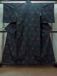 Photo1: Mint O1209K Vintage Japanese kimono Dark Indigo Blue TSUMUGI pongee for women / Silk. Cross (Grade A) (1)