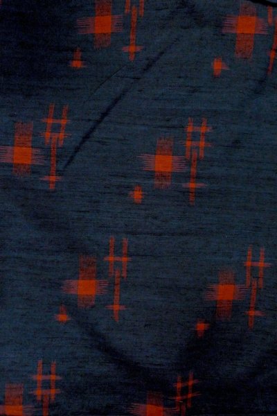 Photo3: Mint O1209K Vintage Japanese kimono Dark Indigo Blue TSUMUGI pongee for women / Silk. Cross (Grade A) (3)