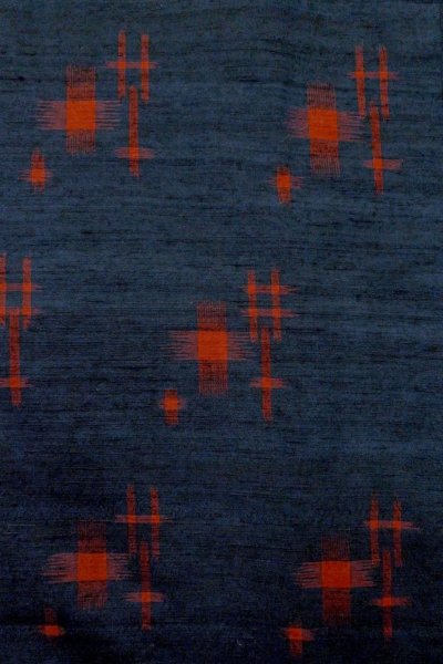 Photo5: Mint O1209K Vintage Japanese kimono Dark Indigo Blue TSUMUGI pongee for women / Silk. Cross (Grade A) (5)