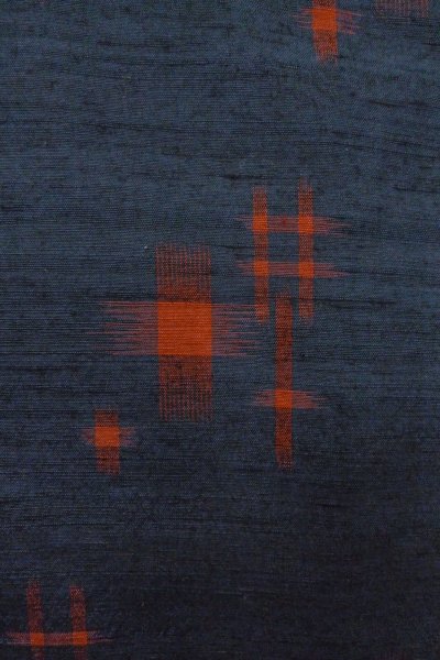Photo6: Mint O1209K Vintage Japanese kimono Dark Indigo Blue TSUMUGI pongee for women / Silk. Cross (Grade A) (6)