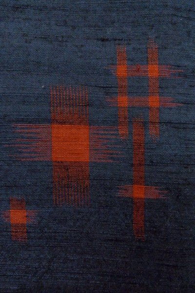 Photo7: Mint O1209K Vintage Japanese kimono Dark Indigo Blue TSUMUGI pongee for women / Silk. Cross (Grade A) (7)