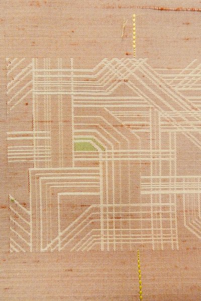 Photo6: O1209M Vintage Japanese kimono Pale Red TSUMUGI pongee for women / Silk. Line (Grade B) (6)