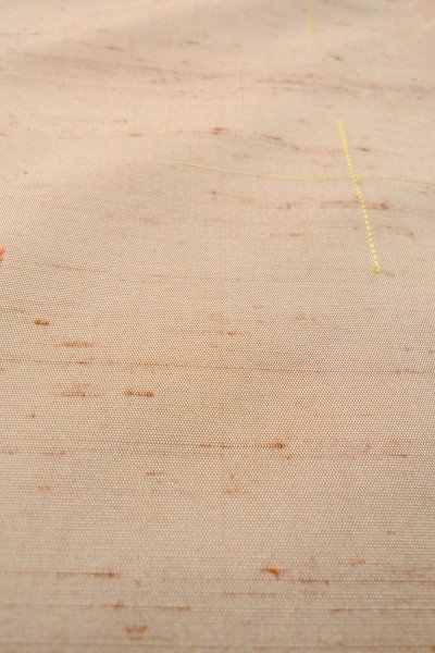 Photo10: O1209M Vintage Japanese kimono Pale Red TSUMUGI pongee for women / Silk. Line (Grade B) (10)