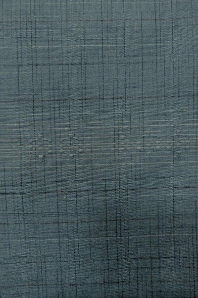 Photo5: O1209N Vintage Japanese kimono Pale Navy Blue TSUMUGI pongee for women / Silk. Plaid Checks (Grade B) (5)